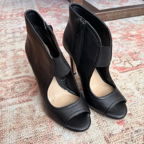 Gianni Bini Black Peep-Toe Ankle Booties - Picture 2 of 7